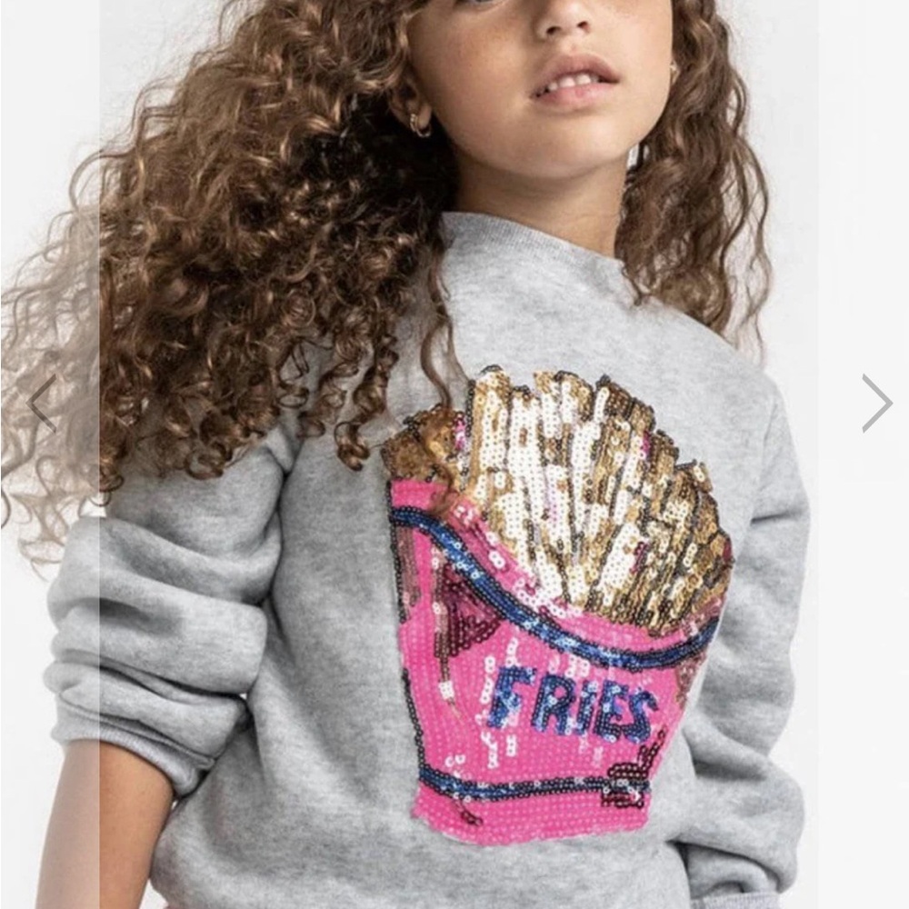 Lola & The Boys FRENCH FRIES GREY SWEATSHIRT size 14